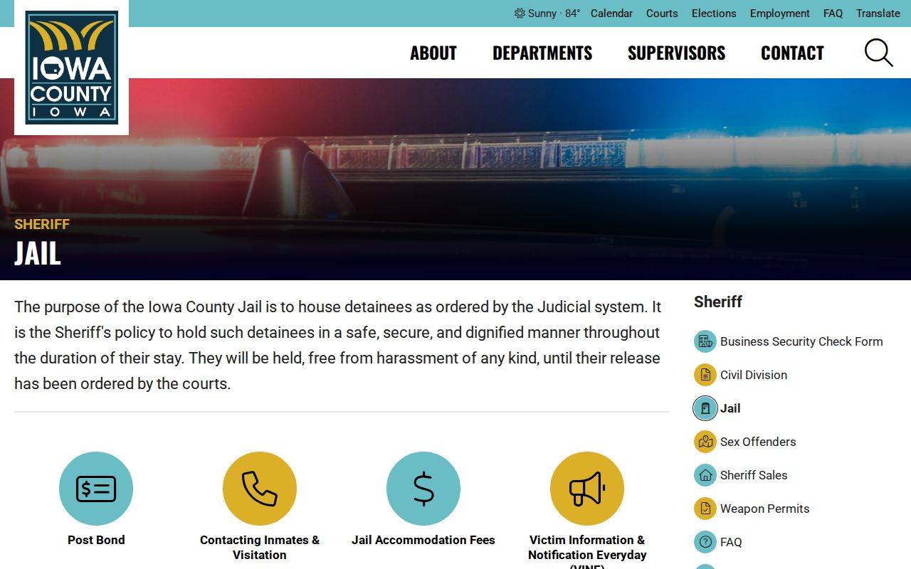 Official Iowa County Jail information page